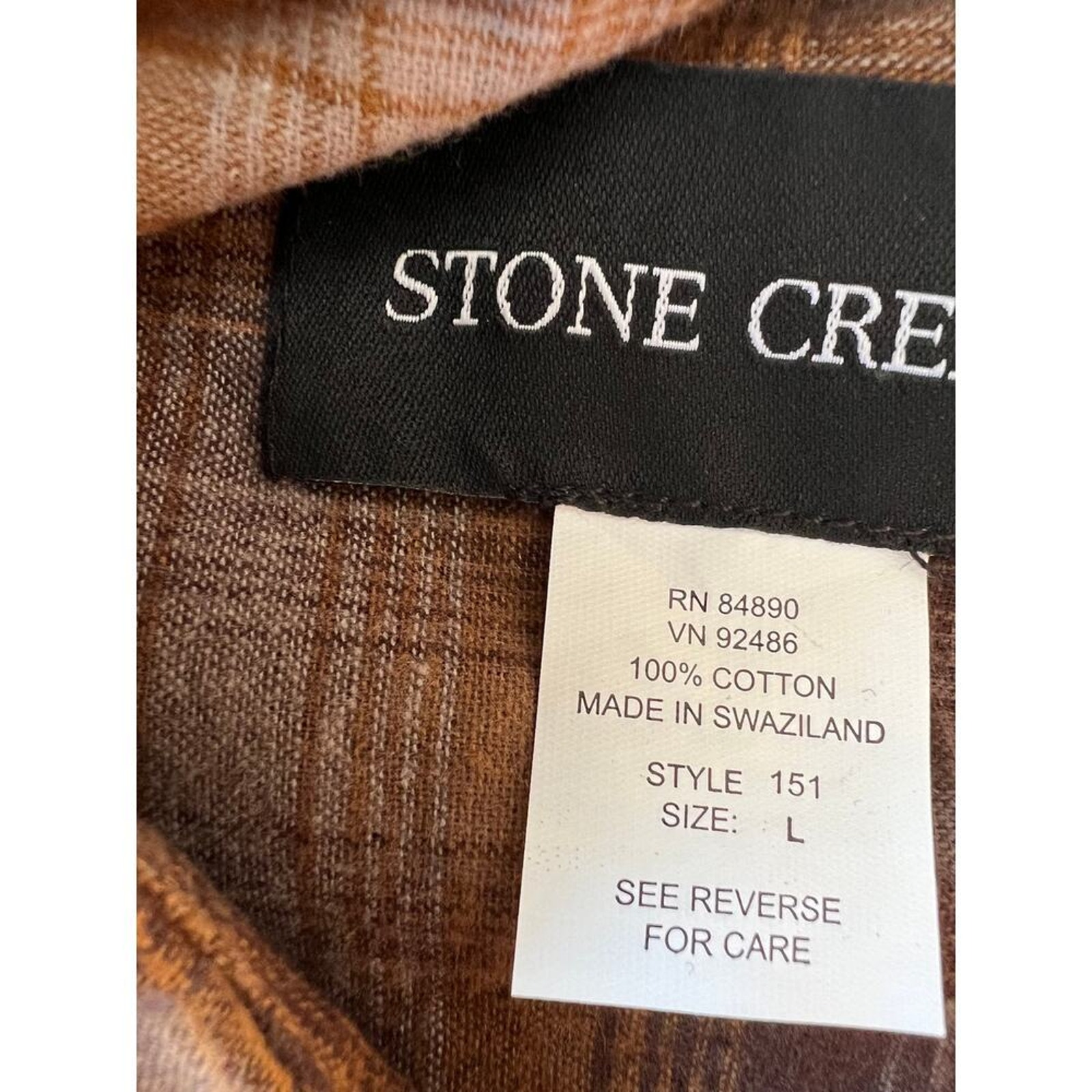 Stone Creek Brown Gray Plaid Flannel Snap Western Shirt, Men's L - Nwot — image 3 of 7